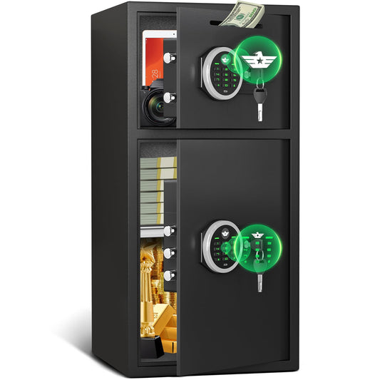 Large Double Door Safe Box Fireproof Waterproof, 6.0 Cu ft Security Safe with LED Light and Dual Alarm System, Home Safes Digital Keypad and Mute Function, Security Lock Box for Money and Valuables - image 1