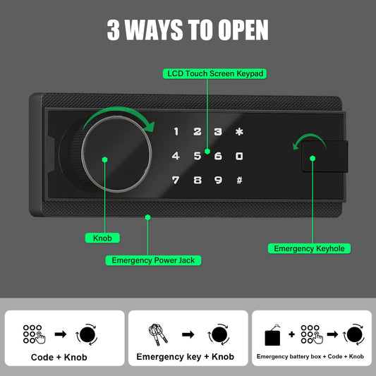 Kavey 10-12 Large Unassembled Digital Rifle Gun Safe for Home, Quick Access, Dual Alarm System, Magnetic LED Light - image 2