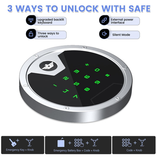 2.5 Cub Safe Box, Home Safe with Widened Frame Design & Drawer, Large Money Box with Backlit Keypad & Adjustable Shelf, Security Safe for Home Office - image 2