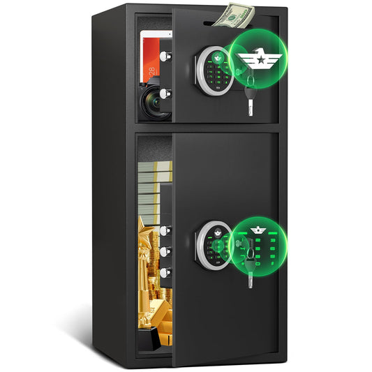 Home Safe Fireproof Waterproof, 6.5 Cub Large Money Safe with Drop Slot & Adjustable Shelf, Extra Large Cash Cabinet Safe with Double Door & Dual Alarm for Home Documents - image 1