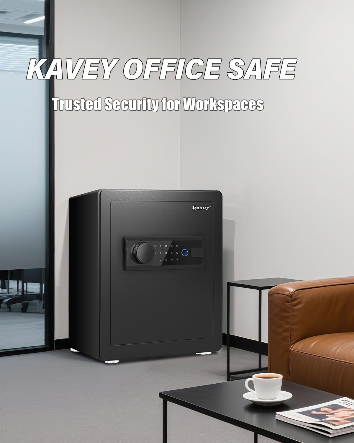 Kavey 2.0 Cubic Feet Biometric Safe Box with Fireproof Waterproof Bag, Fingerprint Home Security Safe with Touchscreen Keypad, Dual Alarm, Mute Mode, LED Light and 2 Adjustable Shelves for Home Office - image 8