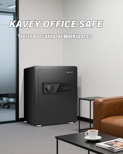 Kavey 2.0 Cubic Feet Biometric Safe Box with Fireproof Waterproof Bag, Fingerprint Home Security Safe with Touchscreen Keypad, Dual Alarm, Mute Mode, LED Light and 2 Adjustable Shelves for Home Office - image 8