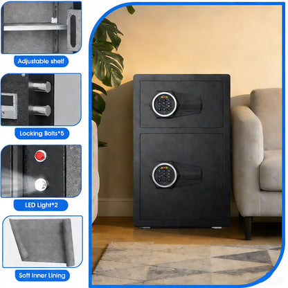 SDI-KL-55SD 4.5 Cu ft Safe Box, Steel Security Safes with Dual Lock System, Home Safe with Dual Alarm & Mute Function, Money Safe with Adjustable Shelf for Documents and Valuables