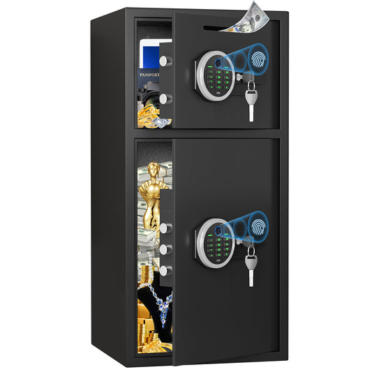 Kav-KM-65W-6.0 Cuft Extra Large Home Safe Box Fireproof Waterproof, Fingerprint Safe, Home Security Safes Box with Adjustable Shelf & Deposit Slot