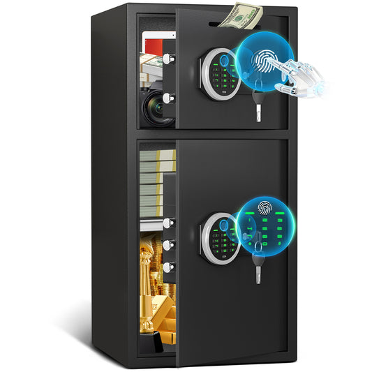 SDI KM-65W Silkight Biometric Home Safe with Fingerprint, Drop Slot, Security Safe Box with Removable & Adjustable Shelves, Digital Keypad, Dual Alarm & Silent Mode for Office, Bedroom, and Hotel