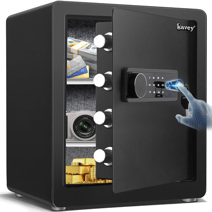 OME-K-45W  Omethey 2.0 Cub Biometric Safe Box, Fingerprint Safe with Backlit Touch Screen Keypad and Dual Alarm System, Steel Security Lock Box With Mute Function and LED Light, 12.59"D x 14.96"W x 17.72"H