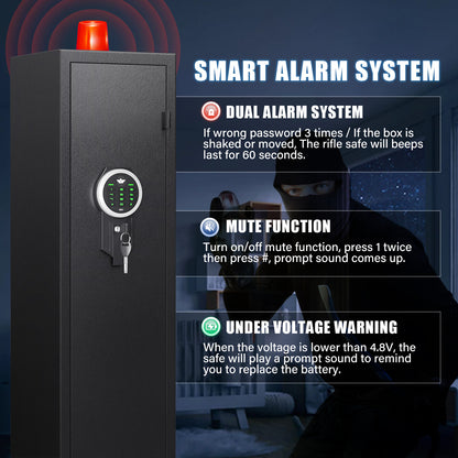 BM-GKM-132W-2-3 Gun Safe, Biometric Fingerprint Gun Safe for Pistols, Quick Access Gun Safe with Silent Mode and Alarm System, Gun Cabinet with Removable Shelf and 2 Adjustable Gun Slots