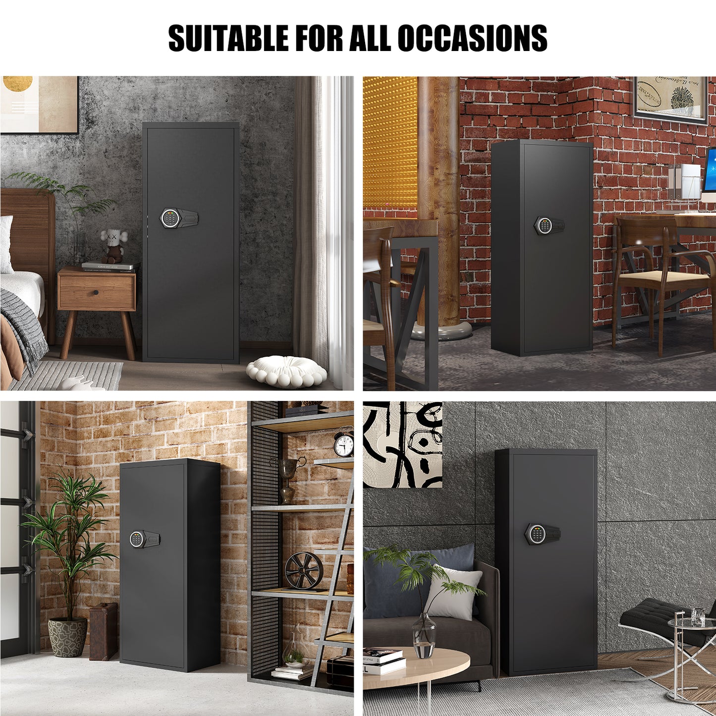 Gun Safe with Removable Shelf and 3 Magnetic Gun Slots, 10-12 Unassembled Large Gun Safe for Rifles and Pistols, Gun Cabinet with Magnetic Induction Light and Storage Bag