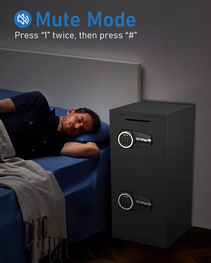 OME-KL-75D 2025 NEW Large Home safe Fireproof Waterproof, 6.5 Cub Money Safe Box with Slot & Metal Deposit Storage Box, Home Safe with Dual Alarm System & Mute Mode for Valuables