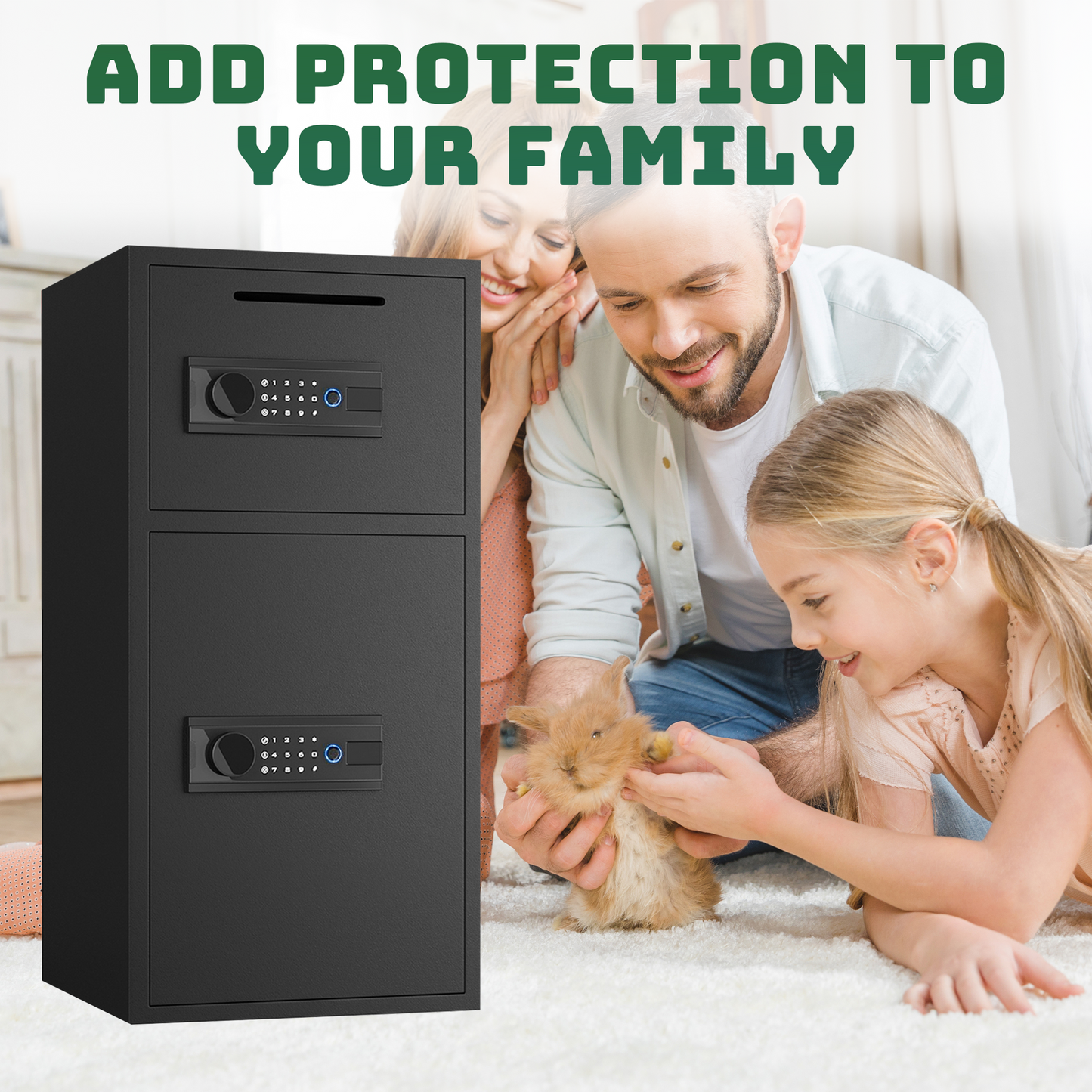 Karbeen 6.5 Cuft Large Biometric Fingerprint Safe Fireproof Waterproof, Anti-Theft Money Safe Box with Deposit Slot & Dual Alarm System, Backlit Keypad Security Document Safe for Home Office Hotel
