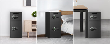 OME KL-65W 6.0 Cu ft Large Safe Box Fireproof Waterproof,with LED Light fire proof safe for home documents,Fingerprint password personal Safes with Deposit Slot & Dual Alarm System