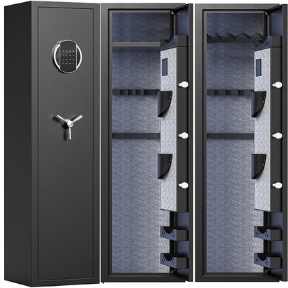 HK-G2SQ-138D 3-5 Gun Safe, High Security Gun Safe with LCD Screen Keypad and Silent Mode, Gun Cabinets with 3 Adjustable Gun Slots for Home Shotguns