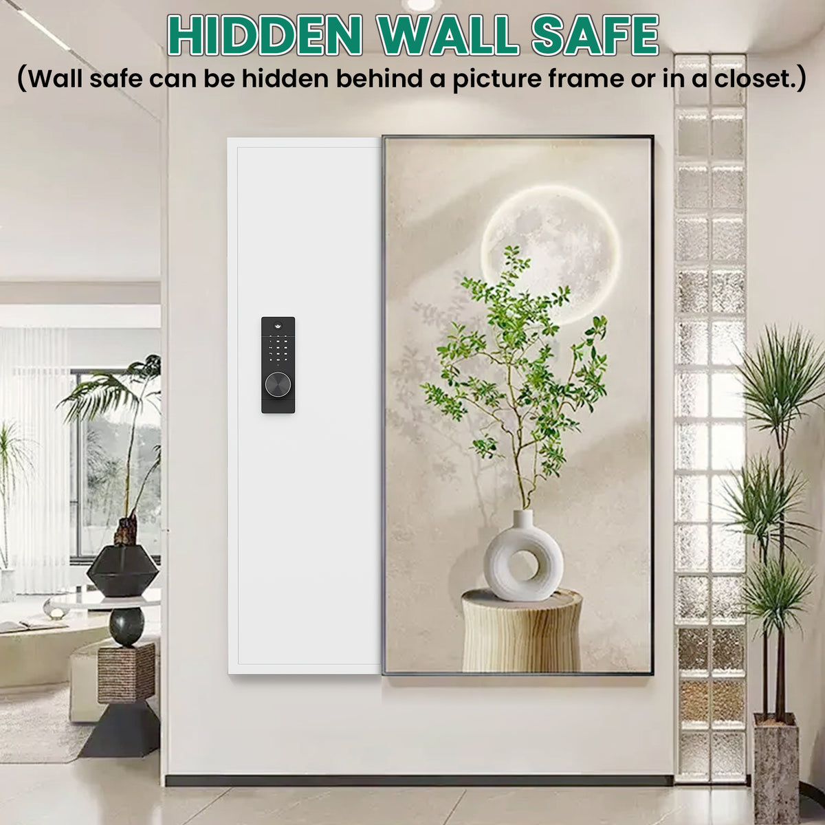 HK KW-135BD 53.15" Wall Safe Digital Lock, Hidden Wall Safe with Dual Alarm & Mute Function, In Wall Safe with Removable Shelves and Magnetic Slot