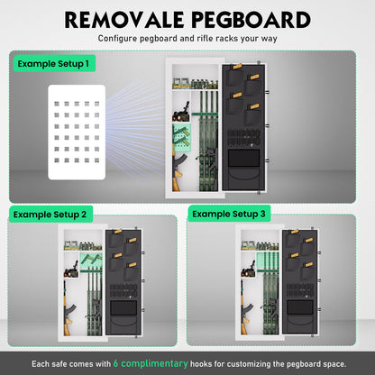 OME G6S-138BD 15-20 Large Gun Safe, Already Assembled Digital Gun Safe for Rifles and Pistols with Removable Pegboard & 6 Hooks, Gun Safes & Cabinets with Door Organizers & 3 Gun Raks, Rifle Safe for Home (White)