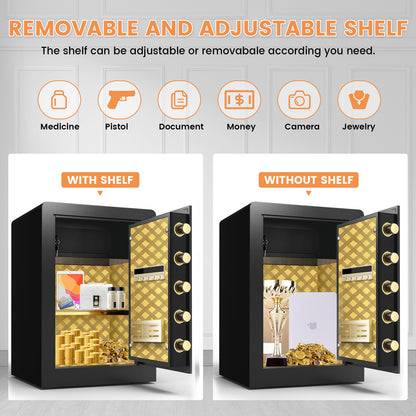 OME K3-68 Extra Large Fireproof Waterproof Safe Box with Deposit Slot & Adjustable Shelf - Home & Office Security Safe with Soft PU Leather Lining, Large LCD Screen & Dual Alarm