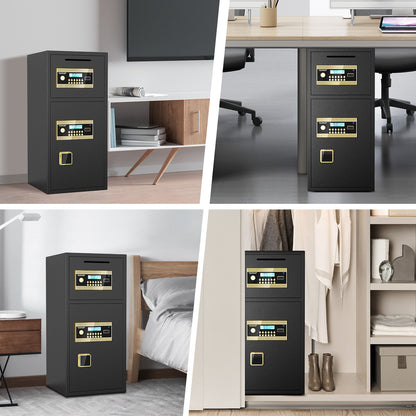 OME K3-75 6.5 Cubic Feet Fireproof Drop Large Safe with Quick Access Slot, Anti-Theft Business Security Waterproof Safe with Digital Lock and Dual Alarm, Large Depository Safe for Money Valuables