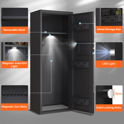 HK-AK1-132D 3-5 Gun Safe with Removable Shelf and Backlit Keypad, Large Shotgun Cabinet with Digital Lock and Dual Alarm for Home Garage