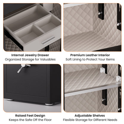 KAV-GO-70D 3.0 Cu ft Heavy Duty Home Safe Box Fireproof Waterproof, Digital Home Security Safe with Drawer & Adjustable Shelf, Soft Lining Money Safe with Backlit Keypad & Dual Alarm for Home Office