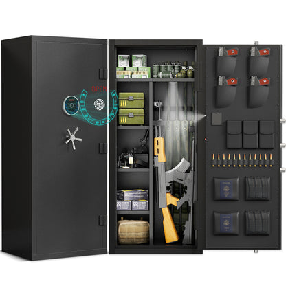 OME-AKG5N-132W 15-20 Gun Safe, Large Fingerprint Gun Safe for Pistols, Unassembled Gun Cabinet with Adjustable Shelf & Gun Rack, Gun Safe for Home and Shotgun, Gun Cabinet with Mute Function & Dual Alarm