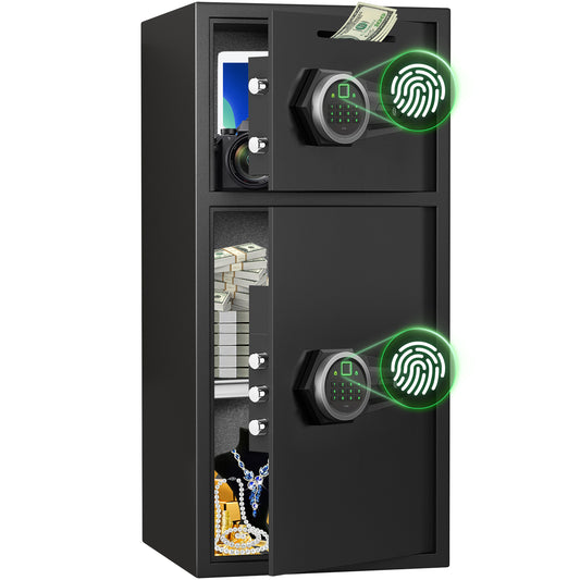 HK-KL-75W 6.5 Cu ft Large Safe Box Fireproof Waterproof,with LED Light fire proof safe for home documents,Fingerprint password personal Safe with Deposit Slot & Dual Alarm System，Security Box fo Valuables