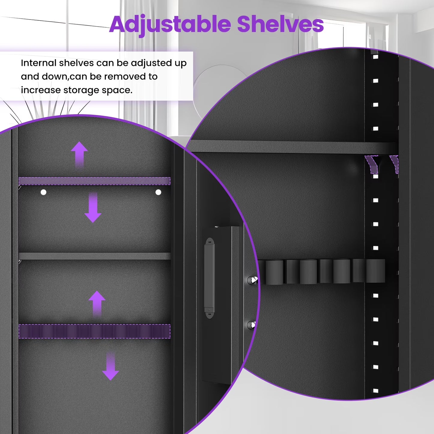 SDI-KW-135HD, Silkight 53.15” Wall Gun Safe - Hidden Firearm Safes Between the Studs for Home Firearm Money Valuables