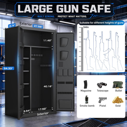 Kavey Fingerprint 30-40 Large Gun Safe, Quick Access Rifle Safe, Unassembed - image 2