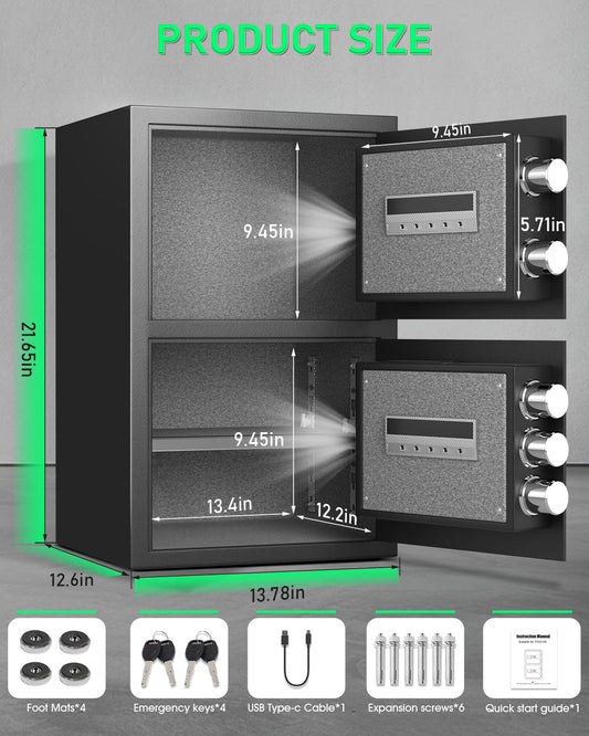 5.5 Cub Safe, Large Home Safe with Backlit Digital Keypad & Adjustable Shelf, Money Safe with Dual Alarm & Mute Mode, Cabinet Safe for Home Vaulables - image 2