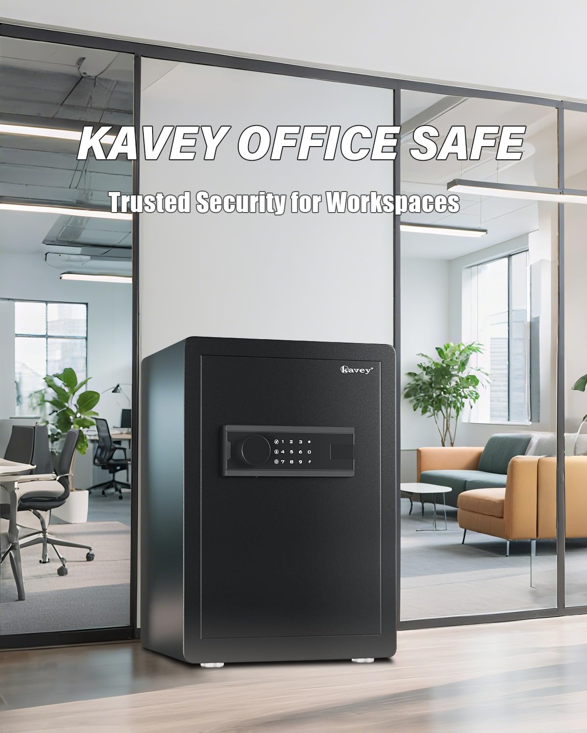 Kavey 2.5 Cub Safe Box, Large Home Safe with Fireproof Waterproof Bag, Security Safes with Backlit Touch Screen Keypad, Dual Alarm System and Mute Function for Home Office 13"D x 14.96"W x 21.65"H - image 9