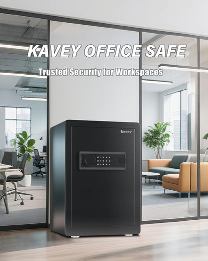 Kavey 2.5 Cub Safe Box, Large Home Safe with Fireproof Waterproof Bag, Security Safes with Backlit Touch Screen Keypad, Dual Alarm System and Mute Function for Home Office 13"D x 14.96"W x 21.65"H - image 9