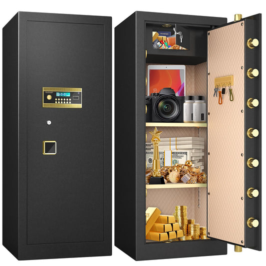 Kavey 59" Extra Large Safe Box for Home Office, 17.6 Cu.Ft Heavy Duty Steel Cabinet Safe with 9 Locking Bolts, Tall Safes with Alarm System, LCD Screen and Inner Cabinet for Jewelry Money Documents - image 1
