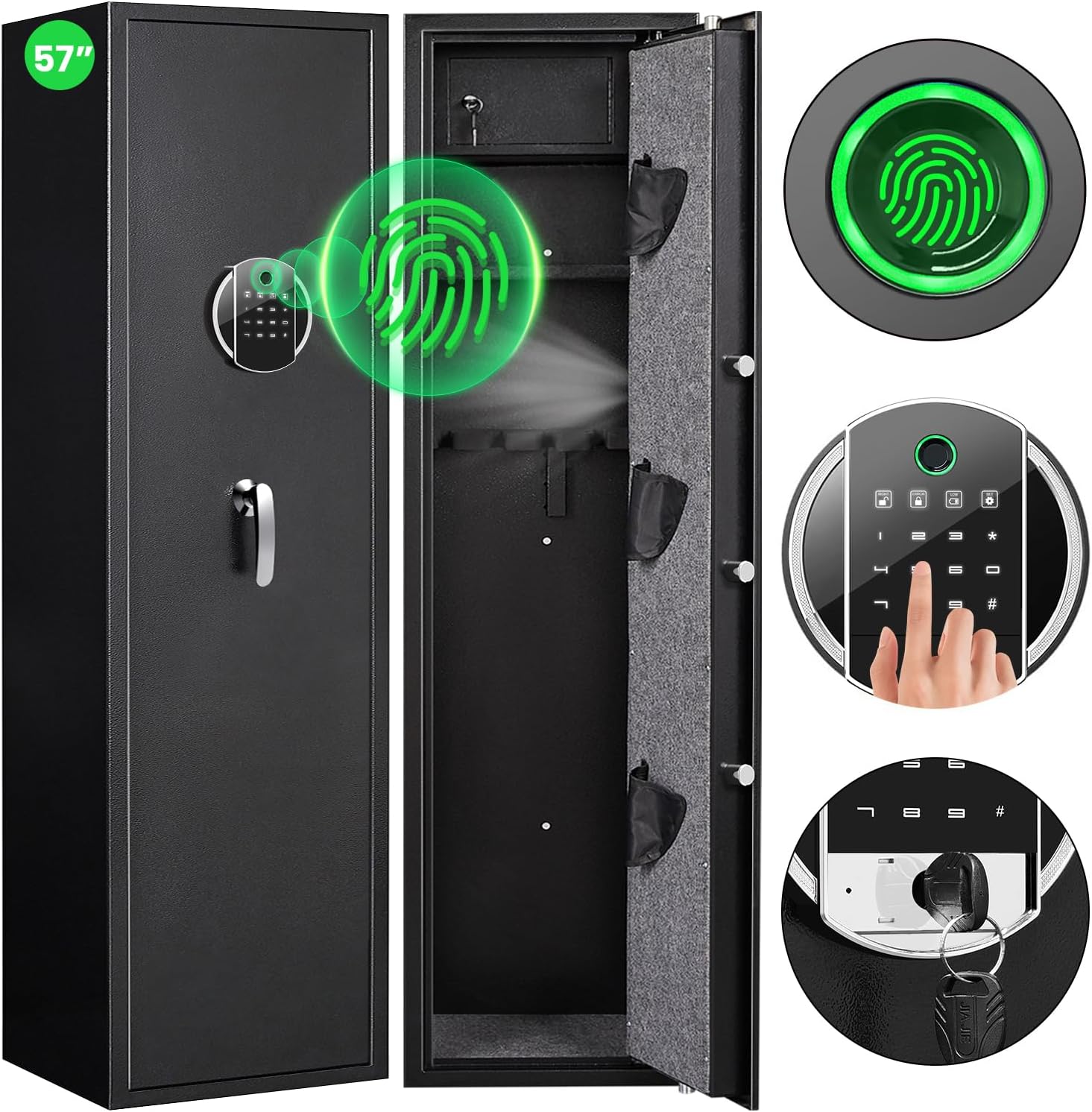 Singular Rifle Safe OME-G2-145W Fingerprint Gun Safes for Rifles and Shotguns – KaveySafe