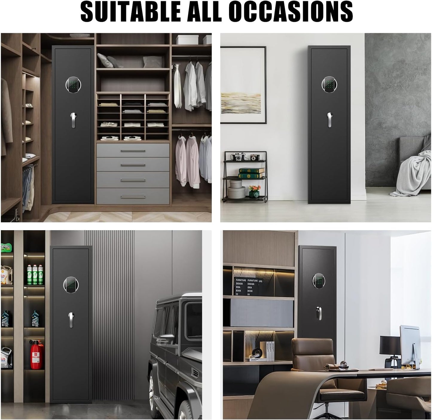5-6 Gun Safe,Large Gun Safe with Dight Keypad and Dual Alarm, Gun Cabinet with Removeable Shelf and Rack, Gun Safes for Home Shotguns and Pistols