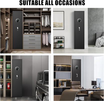 5-6 Gun Safe,Large Gun Safe with Dight Keypad and Dual Alarm, Gun Cabinet with Removeable Shelf and Rack, Gun Safes for Home Shotguns and Pistols