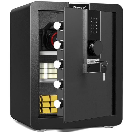 2.6 Cub Safe Box, Money Safe with Hidden Compartment and LCD Touch Screen, Large Safe with Dual Alarm System and LED Light for Money Documents Valuables - image 1
