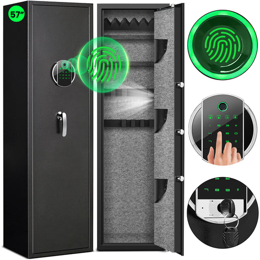 Riflewell-G2Q-145W 5-8 Gun Capacity Biometric Safe, Steel Rifle & Shotgun Cabinet with Detachable Partition, Fast Access Alarm & Mute Mode