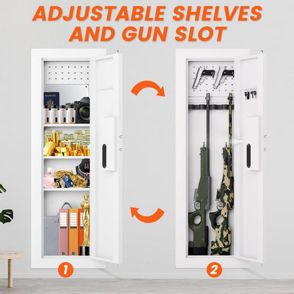 kavey 47.24" Wall Safe Between the Studs, Hidden Safe with Pegboard & LCD Keypad, Digital In Wall Gun Safe with 3 Removable Shelves, Magnetic Gun Slot, In Wall Safe (White-Digital) - image 4