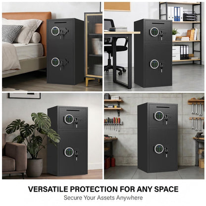 6.0 Cu ft Large Biometric Fingerprint Safe, Fireproof Waterproof Safe With Dual Alarm & Mute System and LED Light, Home Safe with Deposit Slot & Removable Shelf, Security Box for Money Valuables - image 9