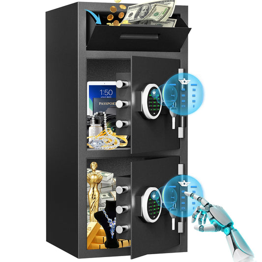 6.5 Cub Extra Large Home Safe Fireproof Waterproof, Deposit Box with Drop Slot, Drop Safes for Business, Large Money Box with Digital Backlit Keypad and Mute Mode for Home Office - image 1