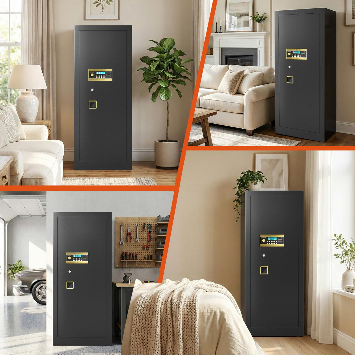 Kavey 59" Extra Large Safe Box for Home Office, 17.6 Cu.Ft Heavy Duty Steel Cabinet Safe with 9 Locking Bolts, Tall Safes with Alarm System, LCD Screen and Inner Cabinet for Jewelry Money Documents - image 9