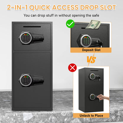 SDI-KL-75D Safe - 7.0 Cu ft Large Safe Box with LED Light Fireproof Safe for home Documents,Electronic Password Money Safe with Deposit Slot & Dual Alarm System,Home Safe for Business Valuables