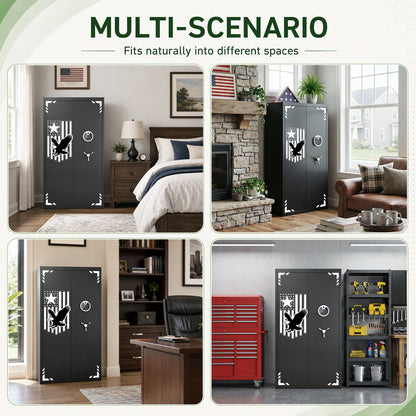 HK-AKG3-138EW 30-40 Gun Safe with Adjustable Shelves & Dual System Alarm, Large Unassembled Fingerprint Lock Gun Cabinet with LCD Keypad & Graphic for Home Office