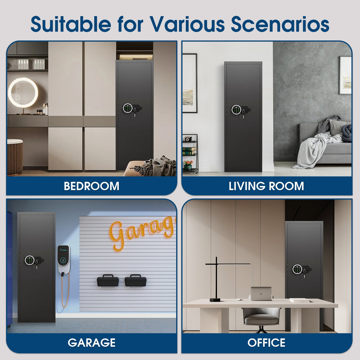 6-8 Rifle Gun Safe, Large Gun Safe with Digtal Keypad and Dual Alarm, Quick Access Gun Cabinet for Home Rifles and Pistols, Unassembled Gun Safe with Removable Shelves and Adjustable Racks