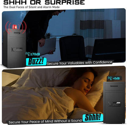 Kavey/K2T-75D 6.5 Cub Safe Box, Large Drop Safe for Business, Money Box with Drop Slot & Digital Keypad, Home Cabinet with Dual Alarm & Mute Function for Home