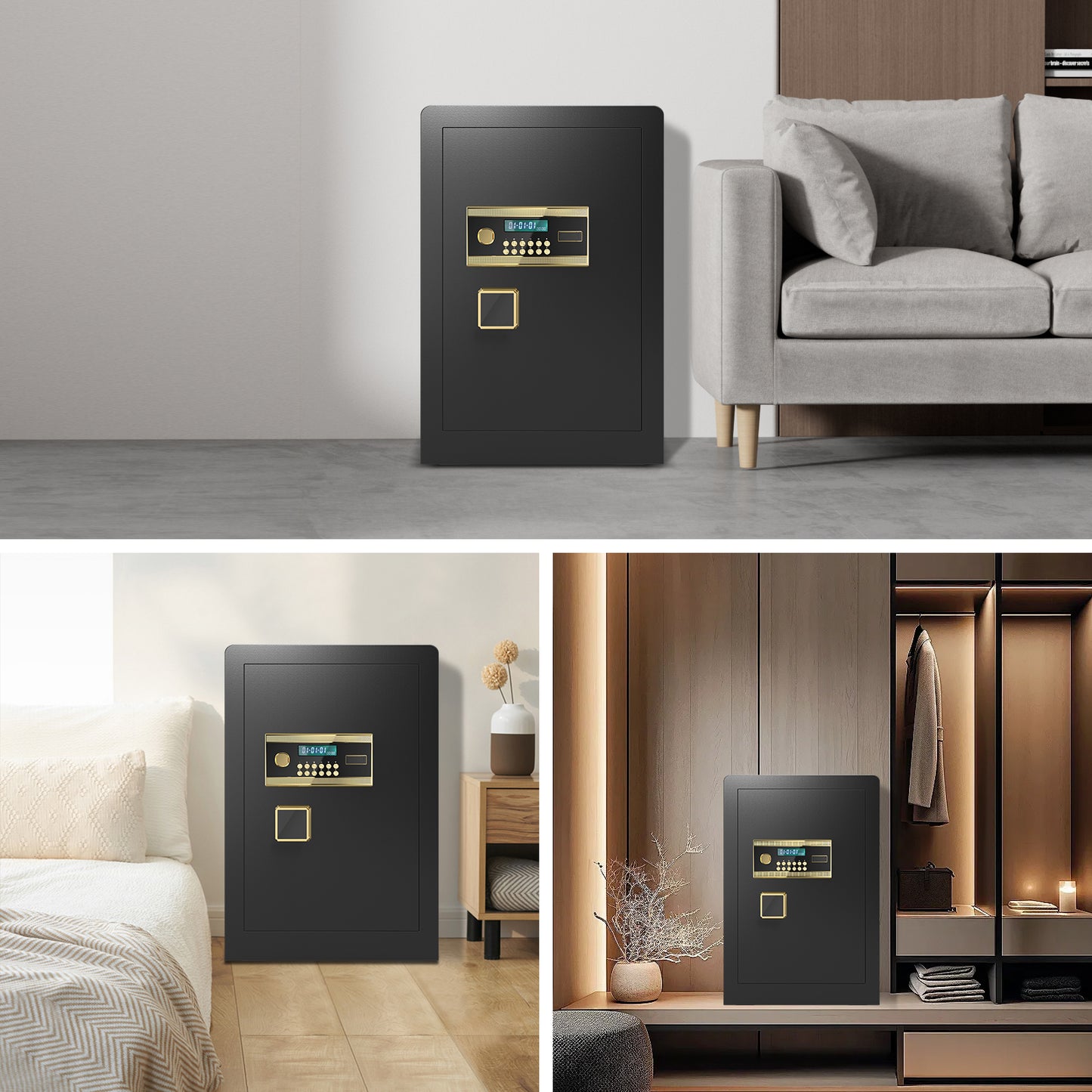 OME K3-68 Extra Large Fireproof Waterproof Safe Box with Deposit Slot & Adjustable Shelf - Home & Office Security Safe with Soft PU Leather Lining, Large LCD Screen & Dual Alarm