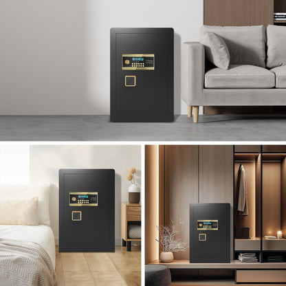 OME K3-68 Extra Large Fireproof Waterproof Safe Box with Deposit Slot & Adjustable Shelf - Home & Office Security Safe with Soft PU Leather Lining, Large LCD Screen & Dual Alarm