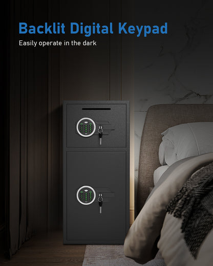 OME KM-85 7.0 Cub Extra Large Safe Box, Home Safe with Backlit Keypad & Deposit Slot, Home Safe with Dual Alarm Sytem & Mute Mode, Drop Slot Safe Home Valuables