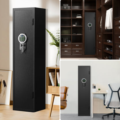 BM-GKM-132W-2-3 Gun Safe, Biometric Fingerprint Gun Safe for Pistols, Quick Access Gun Safe with Silent Mode and Alarm System, Gun Cabinet with Removable Shelf and 2 Adjustable Gun Slots