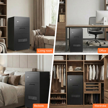 OME KKT-68 6.0 Cub Drop Safe for Business, Deposit Box with Drop Slot & LCD Keypad, Money Box with Dual Alarm & Mute Function, Large Safe for Vaulables, Home, Office