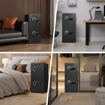 HK-KL-75W 6.5 Cu ft Large Safe Box Fireproof Waterproof,with LED Light fire proof safe for home documents,Fingerprint password personal Safe with Deposit Slot & Dual Alarm System，Security Box fo Valuables