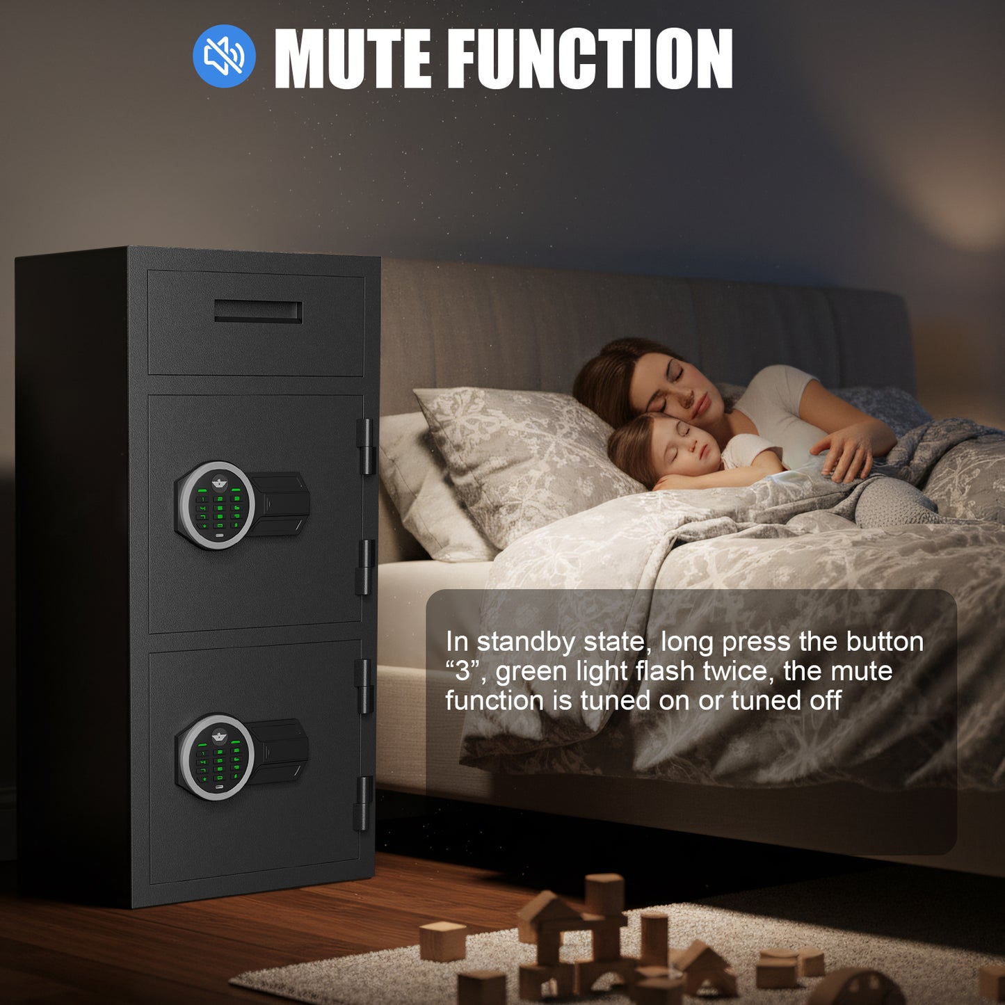 HK-KMT-75 6.5 Cub Large Safe Box with Drop Slot & Digital Keypad for Valuables, Home Cabinet with Dual Alarm & Mute Function for Home, Office